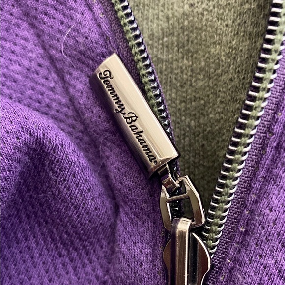 Tommy Bahama Green and Purple Quarter-Zip Sweatshirt - Picture 9 of 12